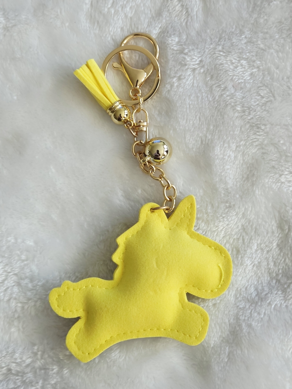 Yellow Unicorn Rhinestone Keychain Bag Charm - Picture 3 of 4